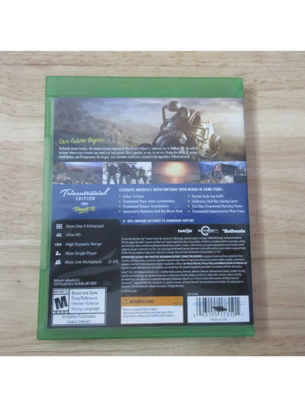 Fallout 76 Tricentennial Edition Microsoft Xbox One 2018